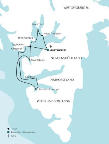 Spitzbergen, Segeltörn,  Karte